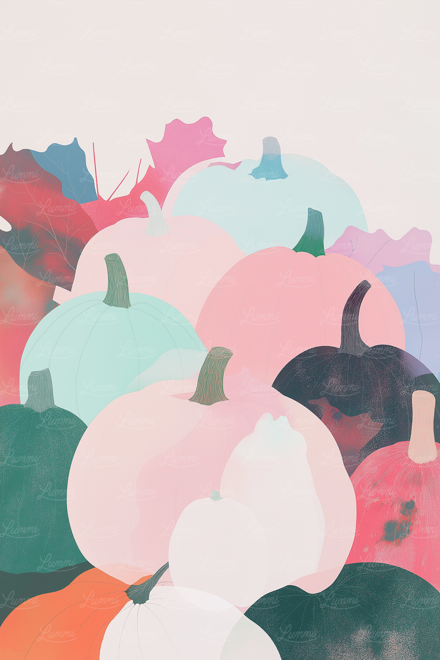 Pastel Pumpkins Illustration