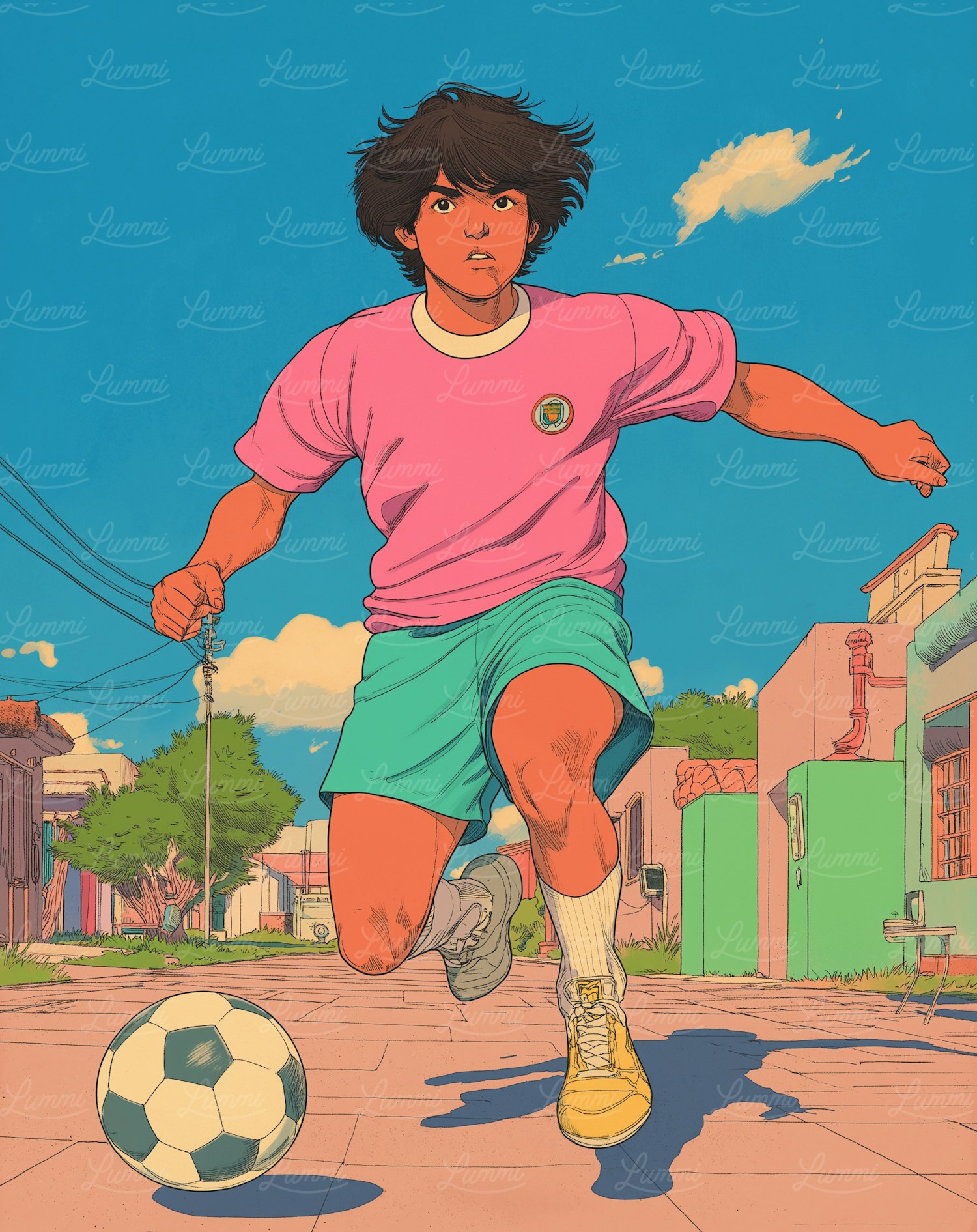 Young Person Running with Soccer Ball