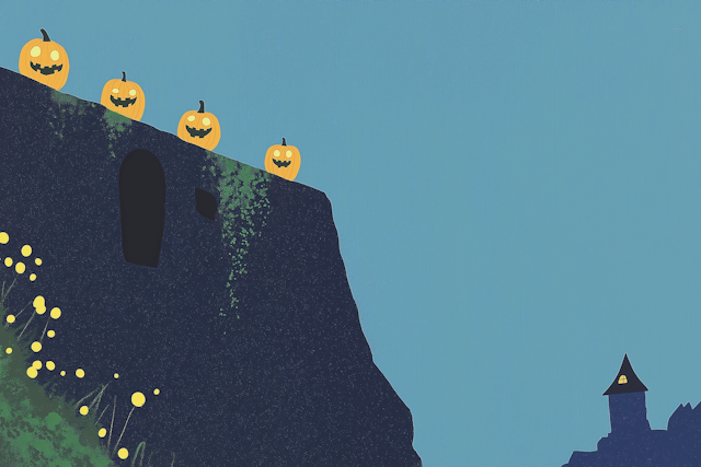 Whimsical Halloween Cliff Scene