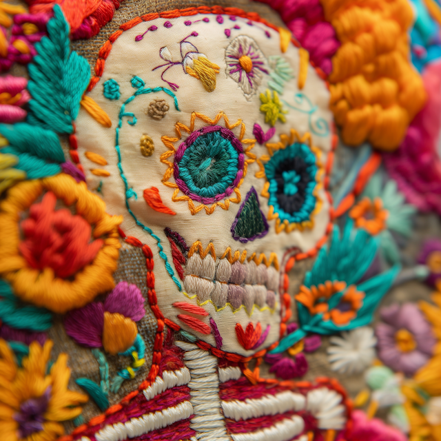 Dia de los Muertos Embroidered Skull