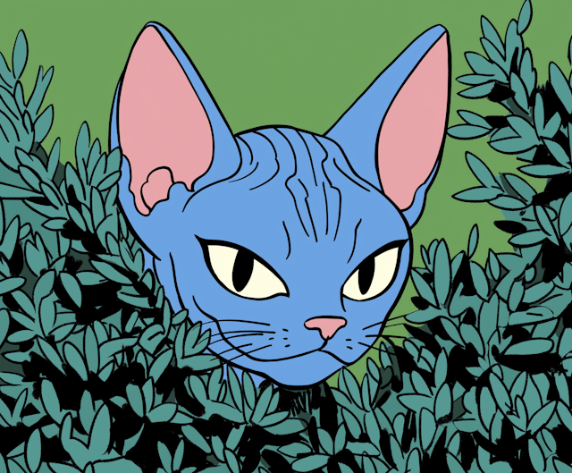 Stylized Blue Cat Illustration