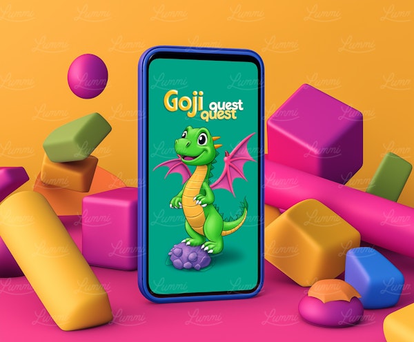 Colorful Smartphone Display with Cartoon Dragon Illustration