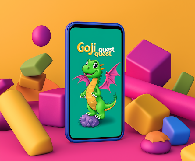 Colorful Smartphone Display with Cartoon Dragon Illustration